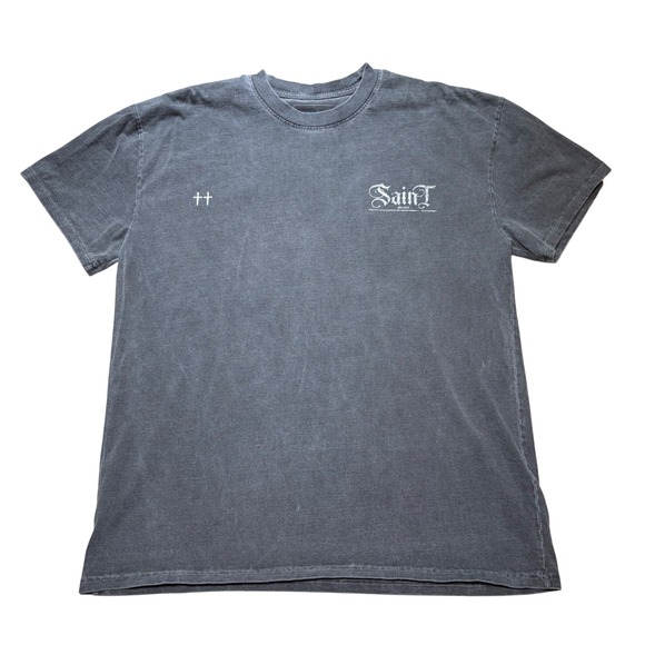 Saint Morta Other - Saint Morta Mens Graphic Tee Washed Black Oversized Boxy Fit Cotton Shirt Small